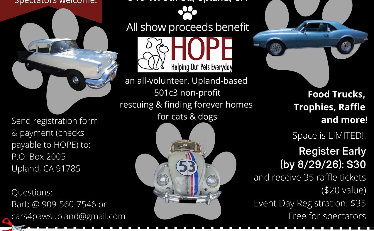 Cars 4 Paws Car Show partial flyer September 2026